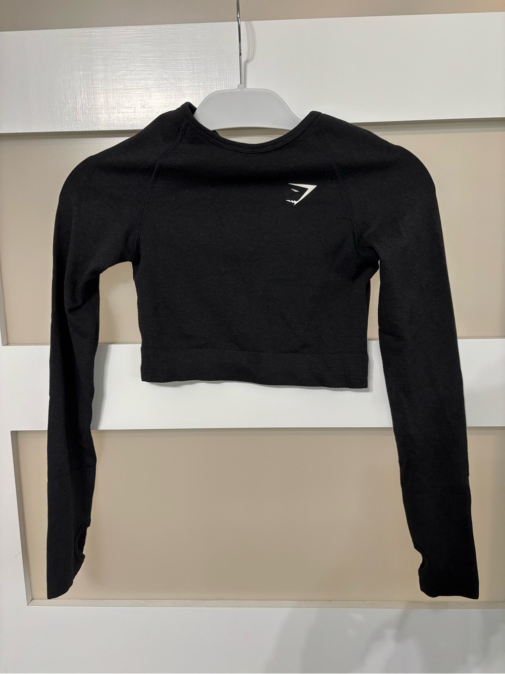 Gymshark Black Long-Sleeve Cropped Workout Top